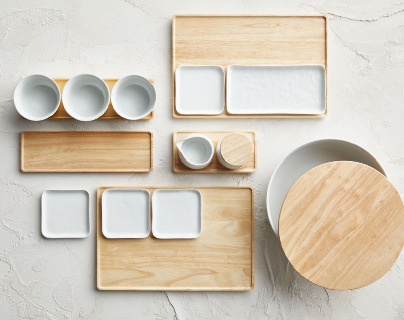 Merge Porcelain Serving Bowl with Wood Lid