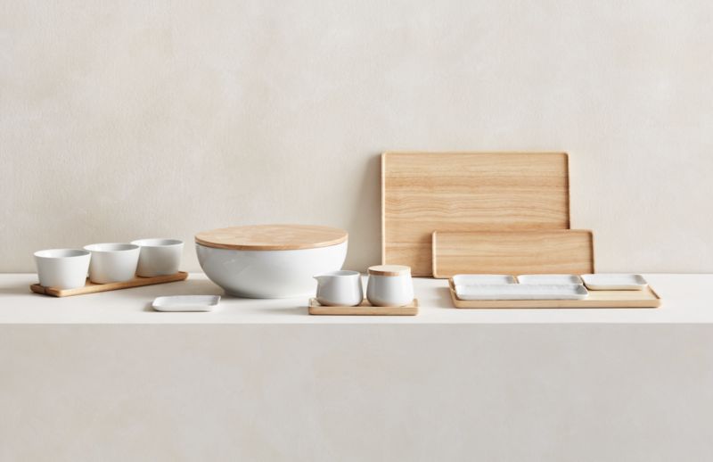 Merge Porcelain Serving Bowl with Wood Lid