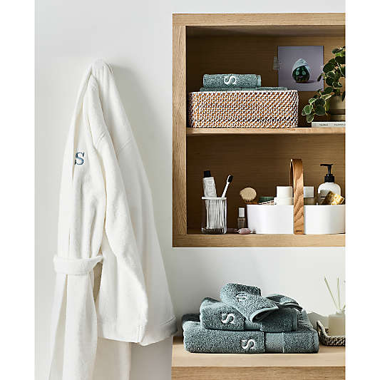 Classic Organic Turkish Cotton Ocean Blue Bath Towels, Set of 6