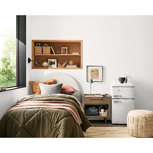 Curved Boucle White Twin Wall-Mounted Headboard