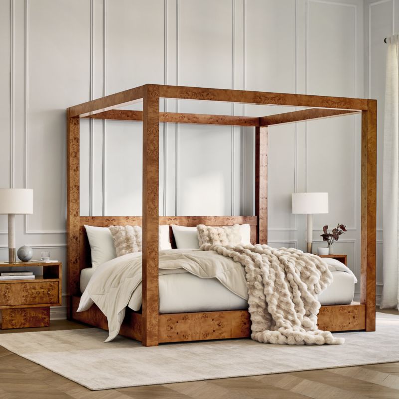 Ambrose Mappa Burl Wood King Canopy Bed - image 4 of 10