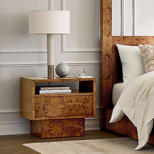 Ambrose 26" Mappa Burl Wood Nightstand