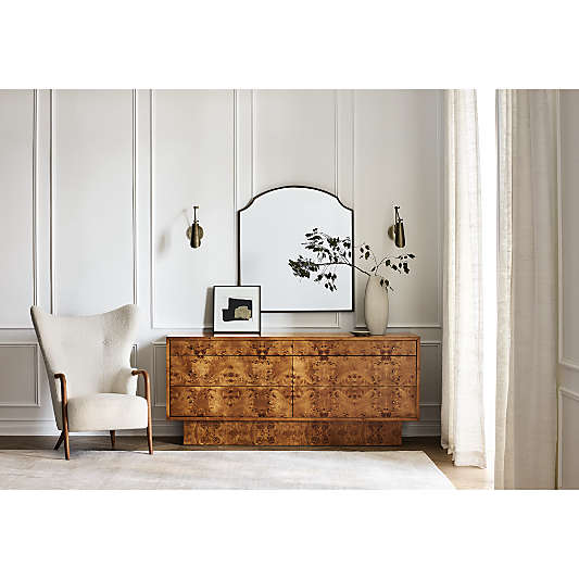 Ambrose 76" Mappa Burl Wood 6-Drawer Dresser