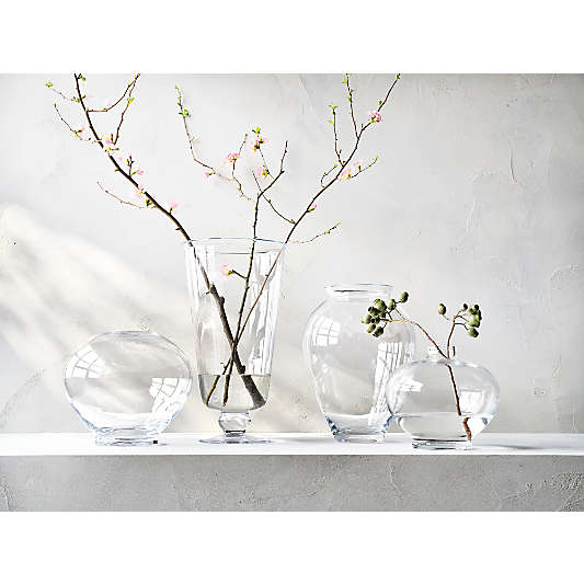 Ophelia Clear Hand Blown Glass Round Vase 12"