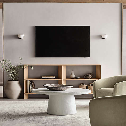 Terrazza 76" Natural Solid Oak Wood Open Storage Media Console