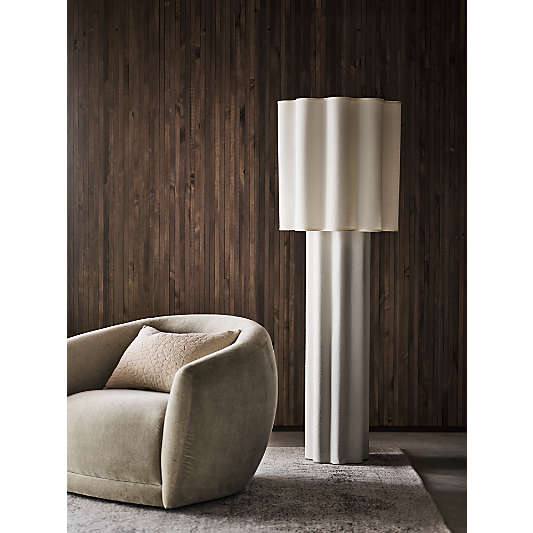 Ola Warm White Linen Floor Lamp 65"