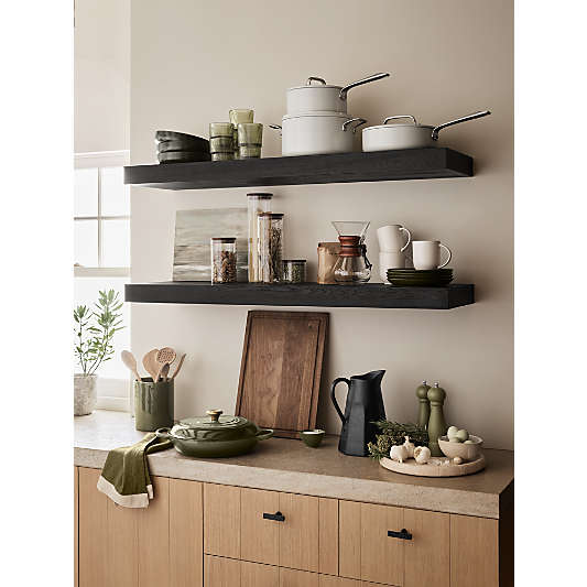 Black Elm Wood Floating Shelf 48"