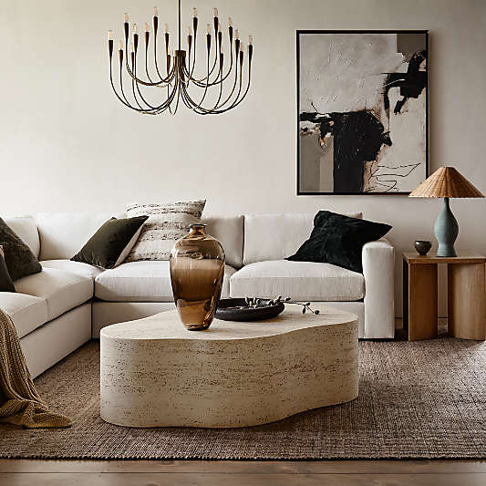 Fleur Faux Travertine Resin 52" Coffee Table