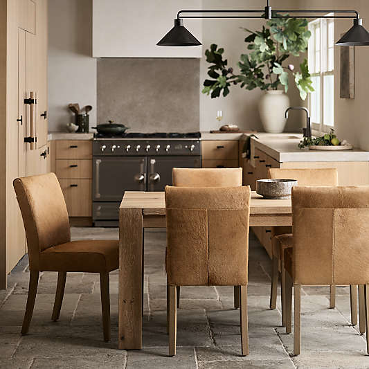 Lowe Light Brown Hair on Hide Dining Chair with Natural Wood Legs