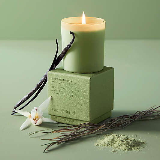 Monochrome No. 14 Matcha Scented Candles and Reed Diffuser - Leaves, Vanilla and Sweet Grass
