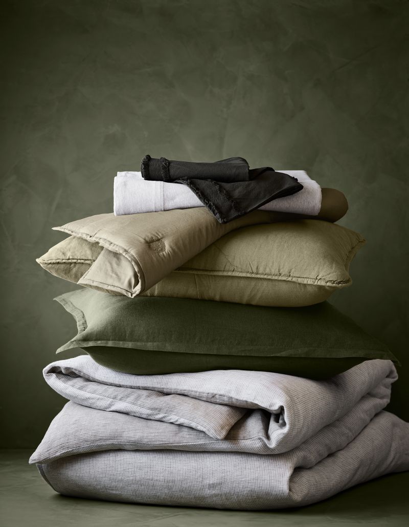 New Natural EUROPEAN FLAX ™-Certified Linen Burnt Green King Bed Pillow Sham - image 4 of 11