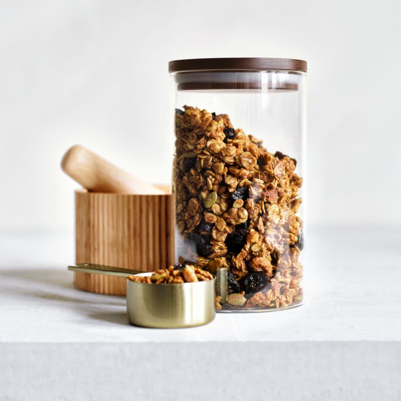 Crate & Barrel Small Glass Canister with Wood Lid - image 5 of 7