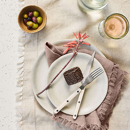 Linen Eyelet Fringe Napkin in Warm Plum by Gaby Dalkin