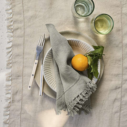 Linen Eyelet Fringe Napkin in Sage Green by Gaby Dalkin
