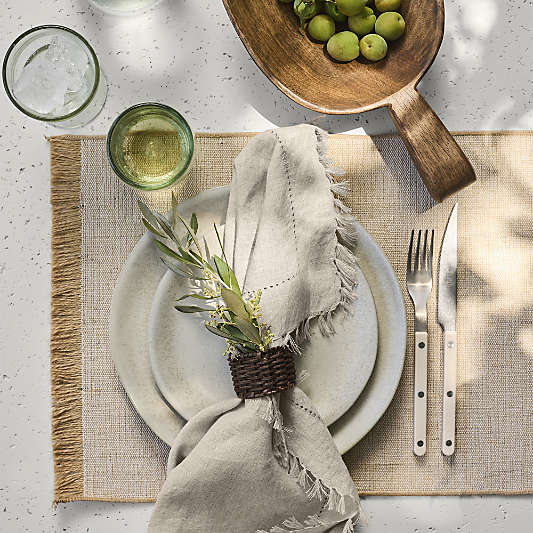 Linen Eyelet Fringe Napkin in Natural by Gaby Dalkin