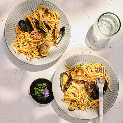 Carmel Ceramic Pasta Bowl with Ridges by Gaby Dalkin