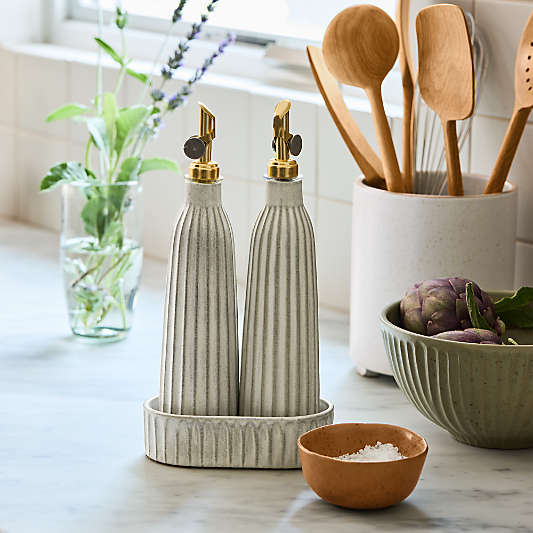 Carmel Ceramic Cruet Set with Tray by Gaby Dalkin