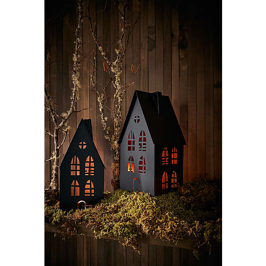 Small Black Halloween Haunted House Sculpture