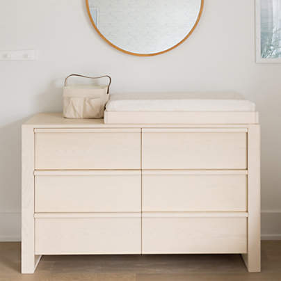Gemini 55" Sunwashed Ash Wood 6-Drawer Wide Kids Dresser