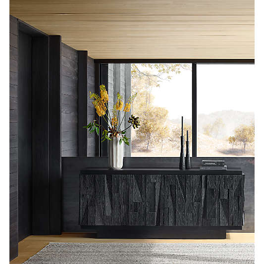 Gerhard 77.5" Black Wood and Resin Storage Media Console
