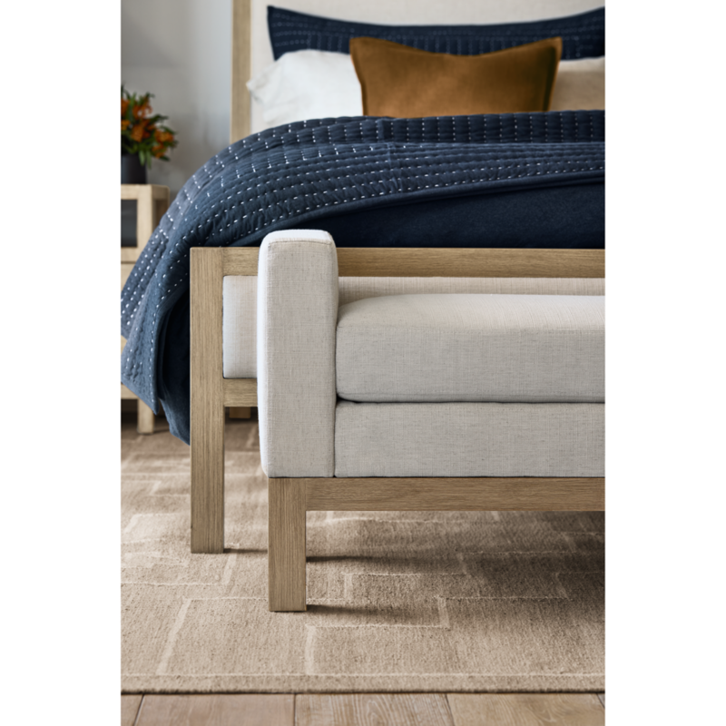 Keane Weathered Natural Wood Upholstered Queen Bed - image 5 of 11