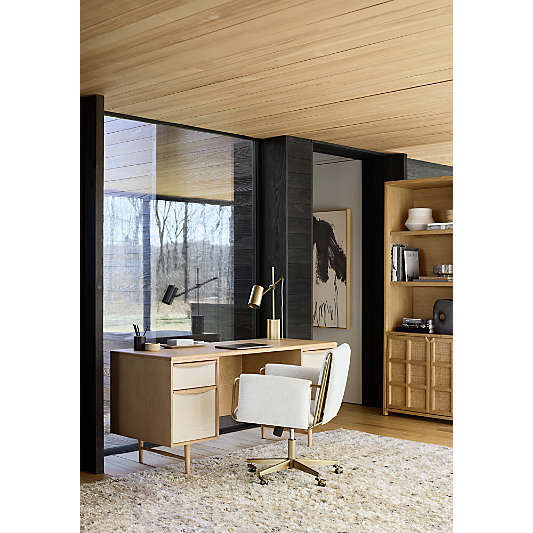 Kaufman 62" Natural and Blonde Wood Desk with File Drawer