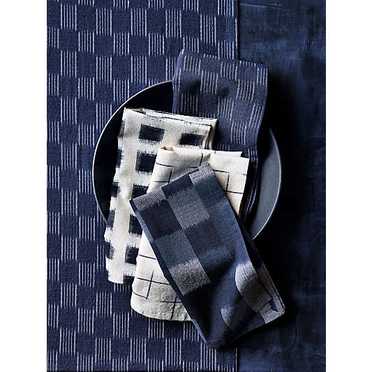 Ikat Indigo Organic Cotton Dinner Napkins, Set of 4