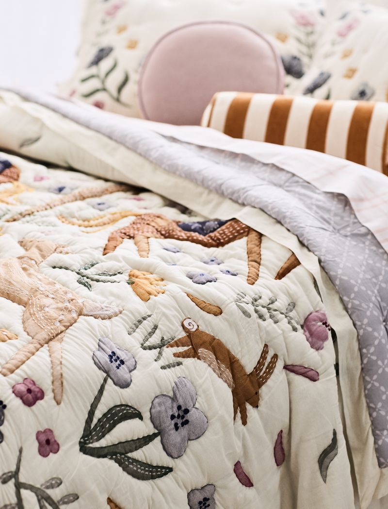 Wonderland Prairie Embroidered Cotton Voile Kids Twin Quilt - image 2 of 14