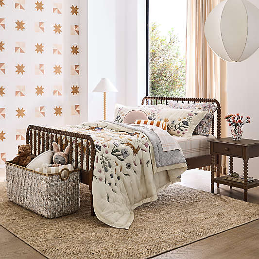 Jenny Lind Deep Brown Wood Spindle Kids Queen Bed