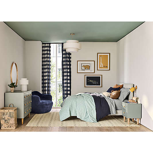Finn Sage Green Wood 2-Drawer Kids Nightstand