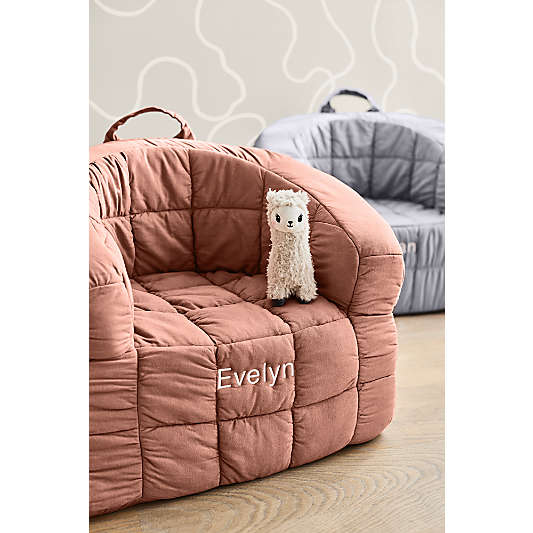 Large Terracotta Kids Puffy Lounge Barrel Chair