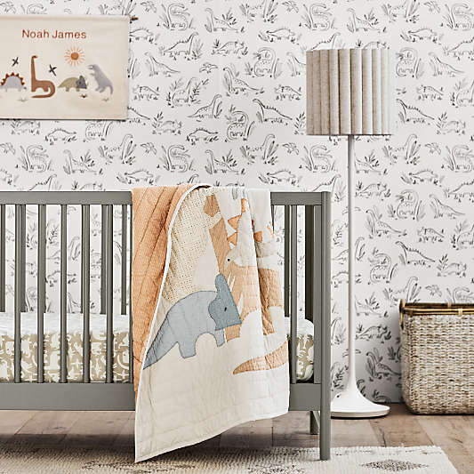 Chasing Paper Black and White Dinosaurs Kids Peel & Stick Removable Wallpaper 8"x11" Swatch