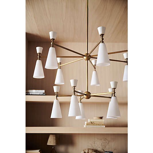 Saintes Oversized Two-Tiered Brass Mid-Century Chandelier Light