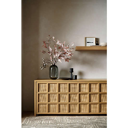 Campagna 70.6" Rattan and Natural Oak Wood 6-Drawer Dresser