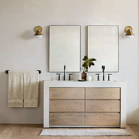 Bluff 60" Bleached Ash and Off White Quartz Double Vanity