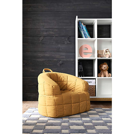 Large Savannah Yellow Kids Puffy Lounge Barrel Chair