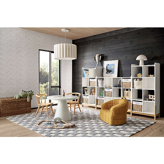 Imperfect Checkerboard Wool Smoke Blue Kids Area Rug 8'x10'