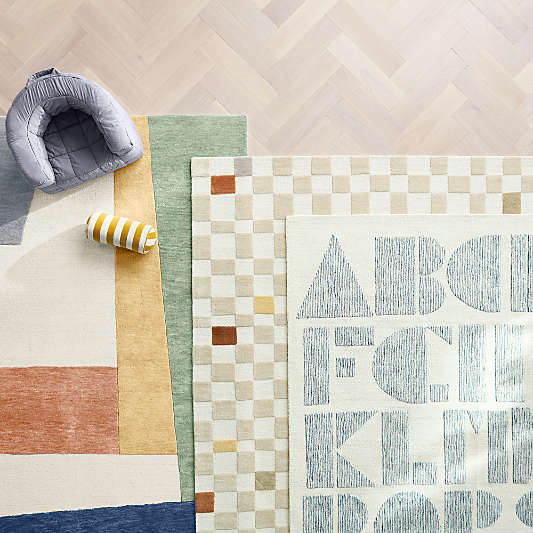 Bold Colorblock Wool Kids Area Rug