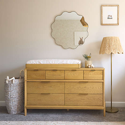Bodie Natural Oak Wood Wide 8-Drawer Kids Dresser
