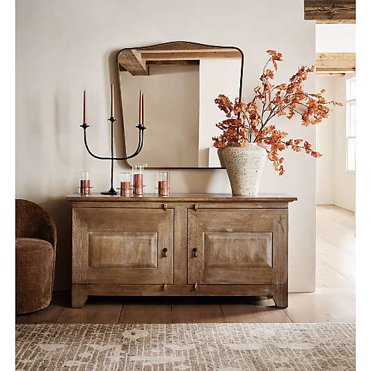 Basque 68" Weathered Light Brown Solid Wood Credenza