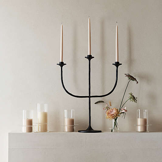 Maloy Black Metal Trident Candelabra