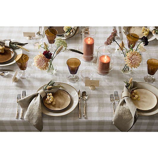 Marin Embroidered Dill Flower Warm Natural EUROPEAN FLAX ™-Certified Linen Dinner Napkin