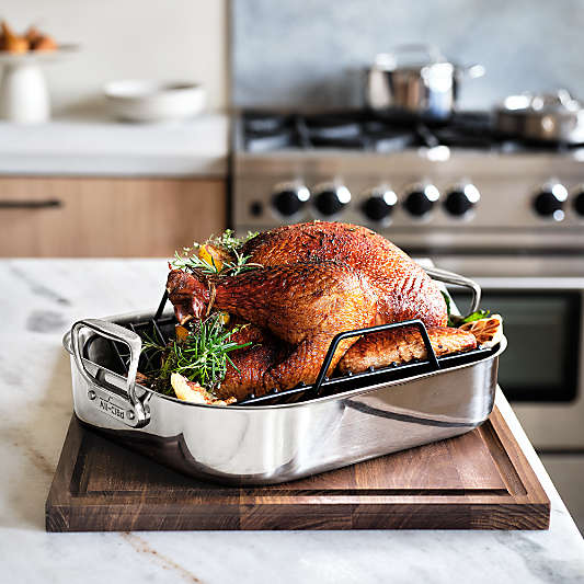 All-Clad ® Large 16"x13" Stainless Steel Roasting Pan with Rack