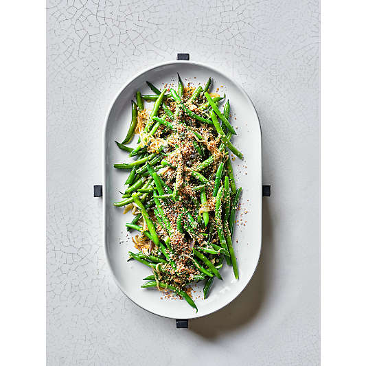 Oven-to-Table Oval Platter with Black Wood Trivet