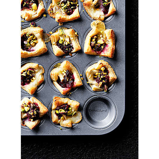 Crate & Barrel Slate Blue 24-Cup Silicone Nonstick Mini Muffin Pan