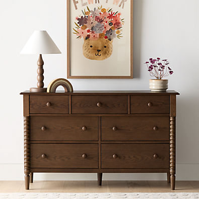 View Jenny Lind 54" Deep Brown Wood Wide 7-Drawer Kids Dresser details