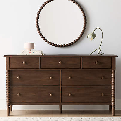 Jenny Lind 62" Deep Brown Wood Extra Wide 7-Drawer Kids Dresser