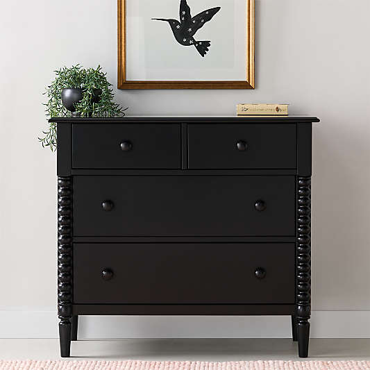 Jenny Lind 37" Black Wood Narrow 4-Drawer Kids Dresser