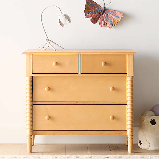 Jenny 37" Lind Maple Wood Narrow 4-Drawer Kids Dresser