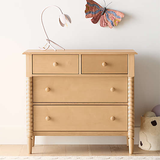 Jenny 37" Lind Maple Wood Narrow 4-Drawer Kids Dresser